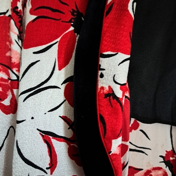 JONES NEW YORK VTG long robe bold poppy floral shawl collar cuffs coastal SM - Picture 7 of 9